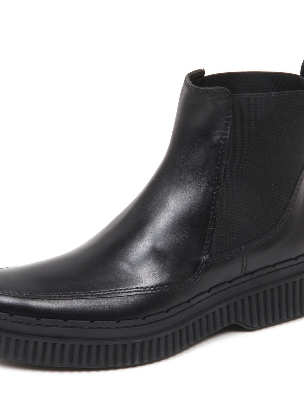 Tod's Black Leather Platform Chelsea Ankle Boot